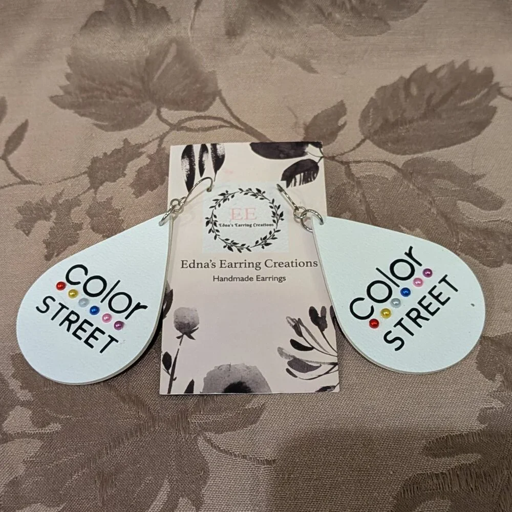 Color Street Leather Themed Dangle Earrings by Edna's Earring Creations, NWT!